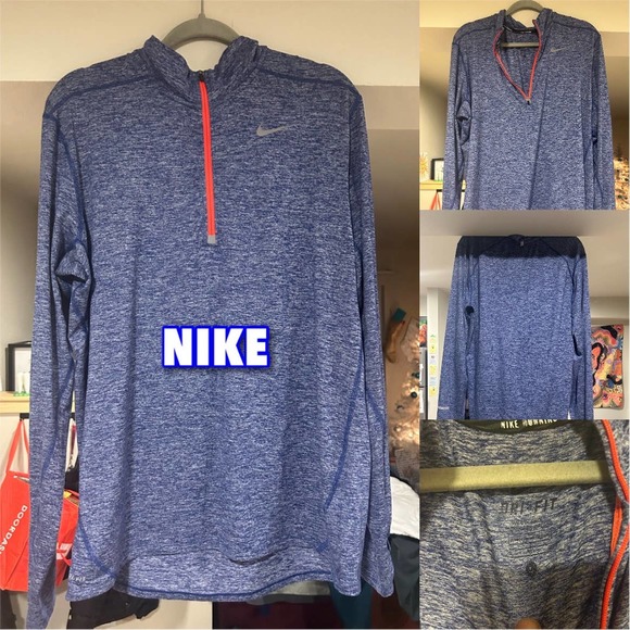Nike Other - Nike Running Formal Jacket Dri-Fit Blue Half-Zip Lightweight Coat Mens Large